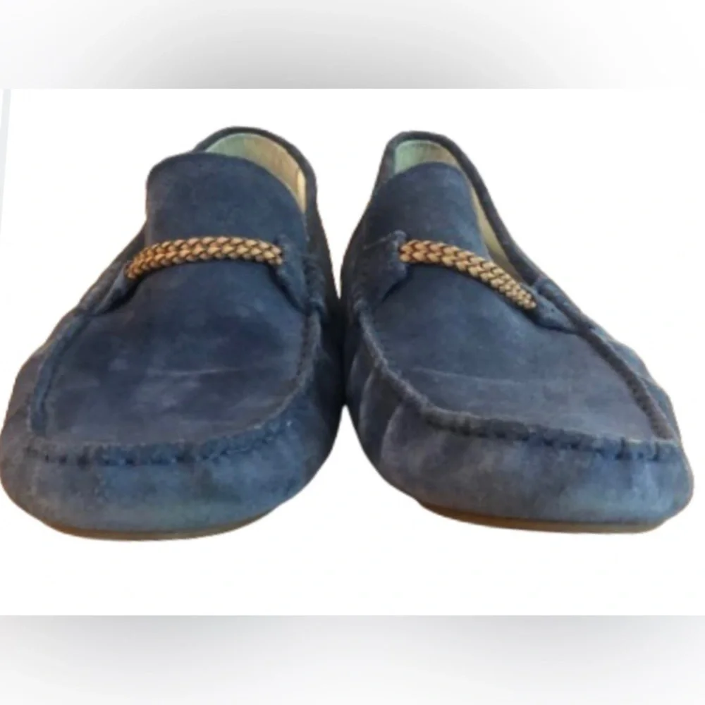 The Rail mens blu suede driving mocc loafers w braided leather detail US SZ 10